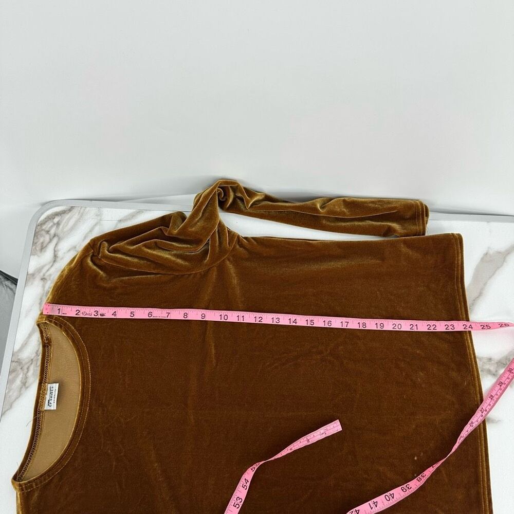 CP Shades Womens Round Neck Velvet Long Sleeve Top Size M Mustard Yellow - Picture 6 of 12